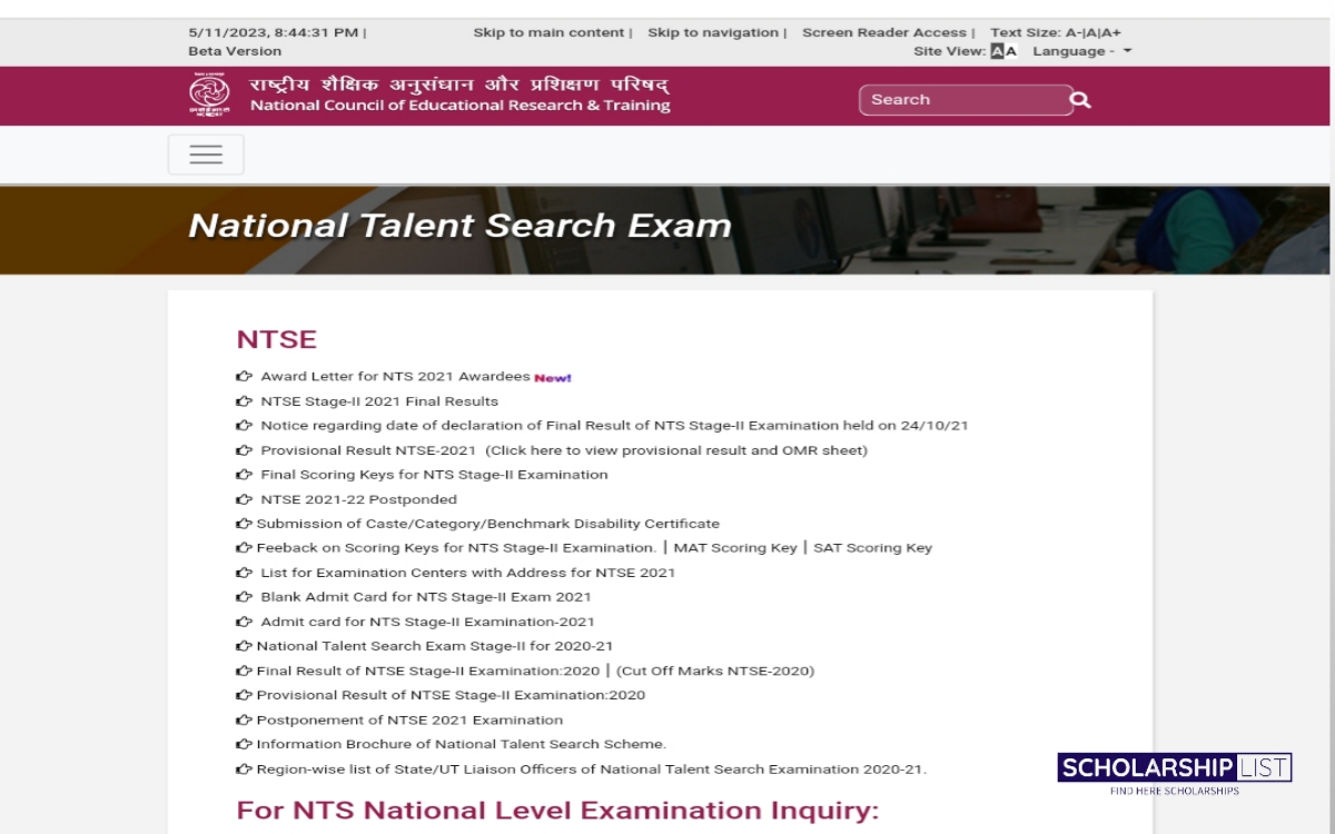 https://scholarshiplist.org/ntse-scholarship-2023-apply-online-eligibility-last-date/