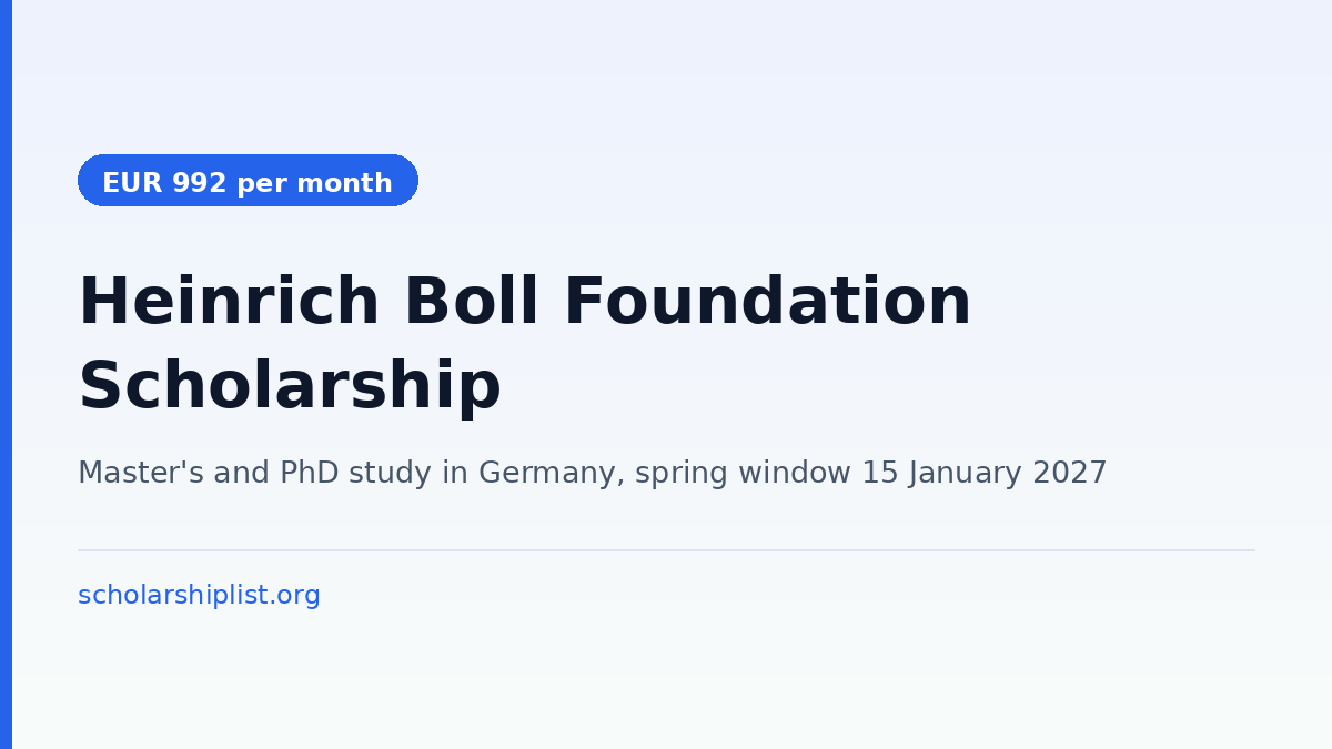 Heinrich Boll Foundation scholarship 2027 for Master's and PhD study in Germany
