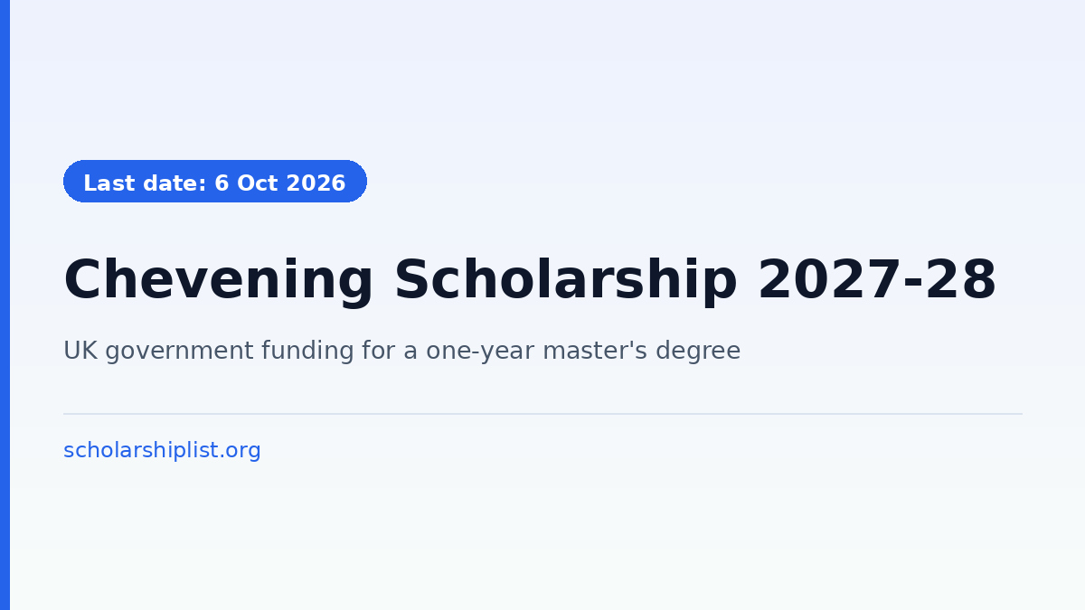 Chevening Scholarship 2027-28 for Indian students