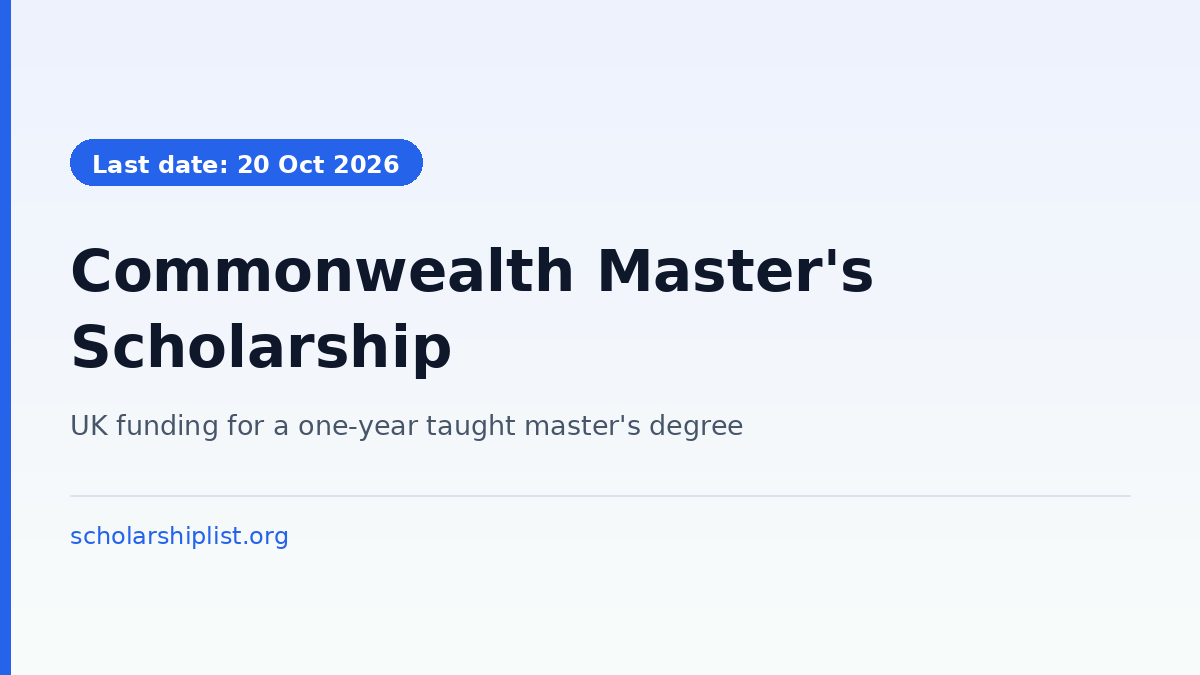 Commonwealth Master's Scholarship for Indian students