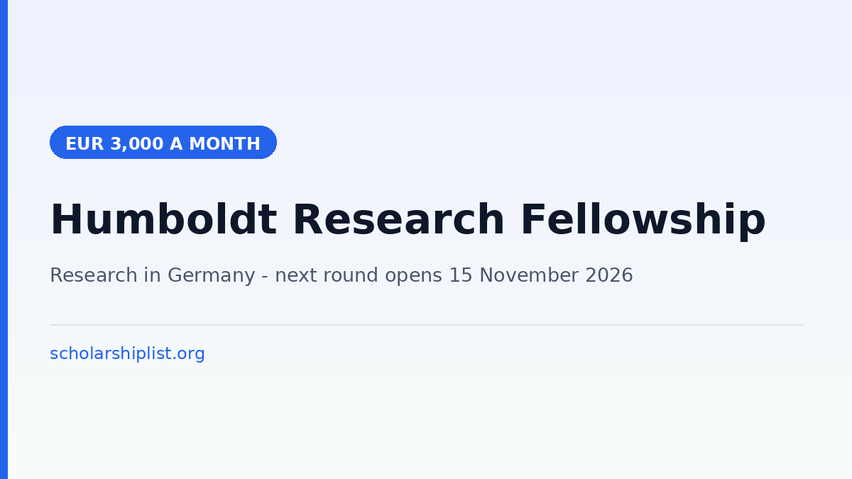 Humboldt Research Fellowship 2027 - EUR 3,000 a month to do research in Germany for postdoctoral researchers