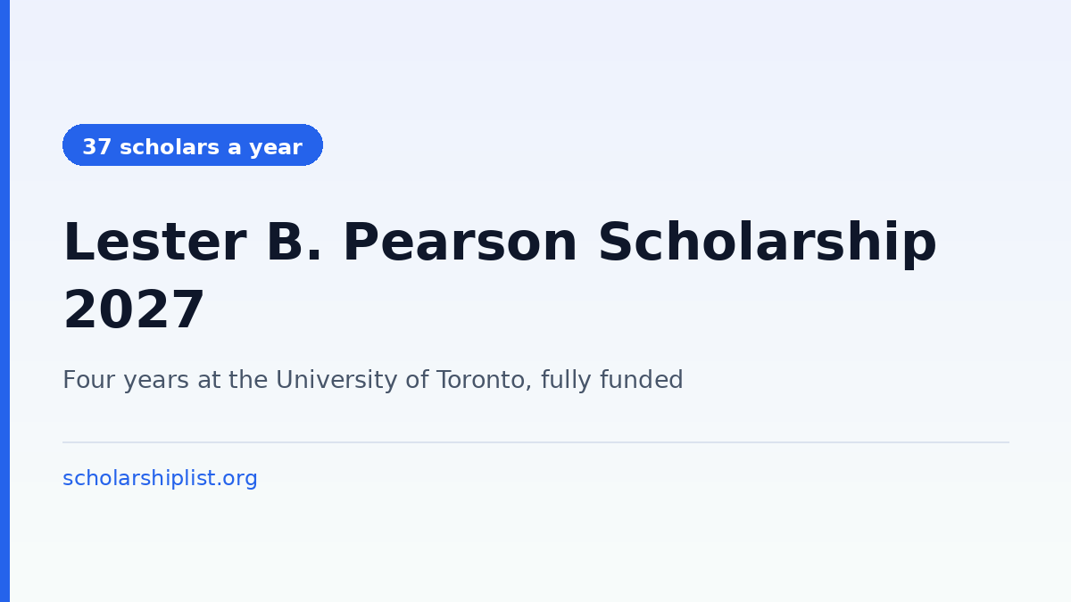 Lester B. Pearson International Scholarship 2027 at the University of Toronto
