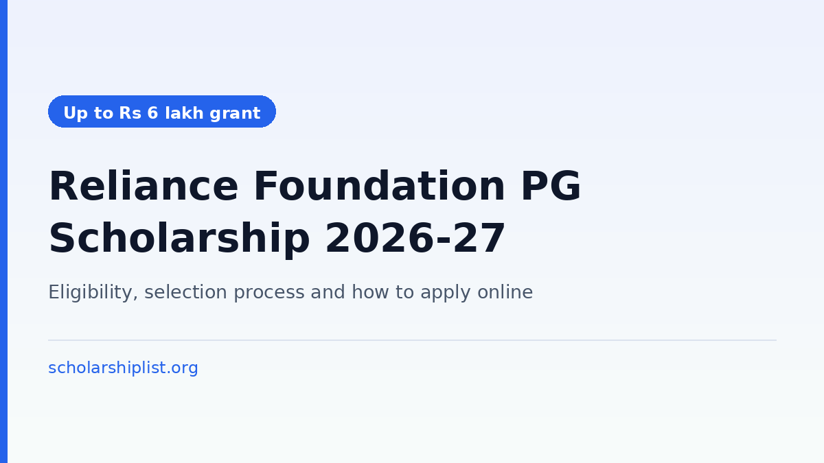Reliance Foundation Postgraduate Scholarship 2026-27