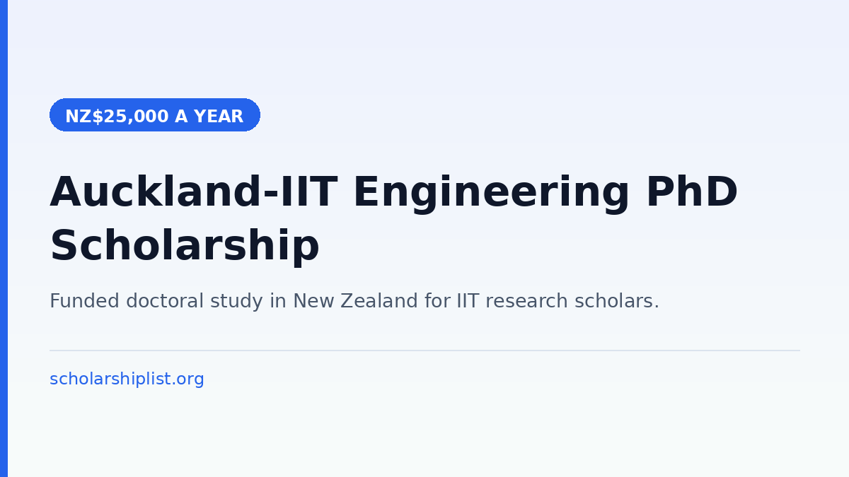 University of Auckland IIT doctoral scholarship in engineering