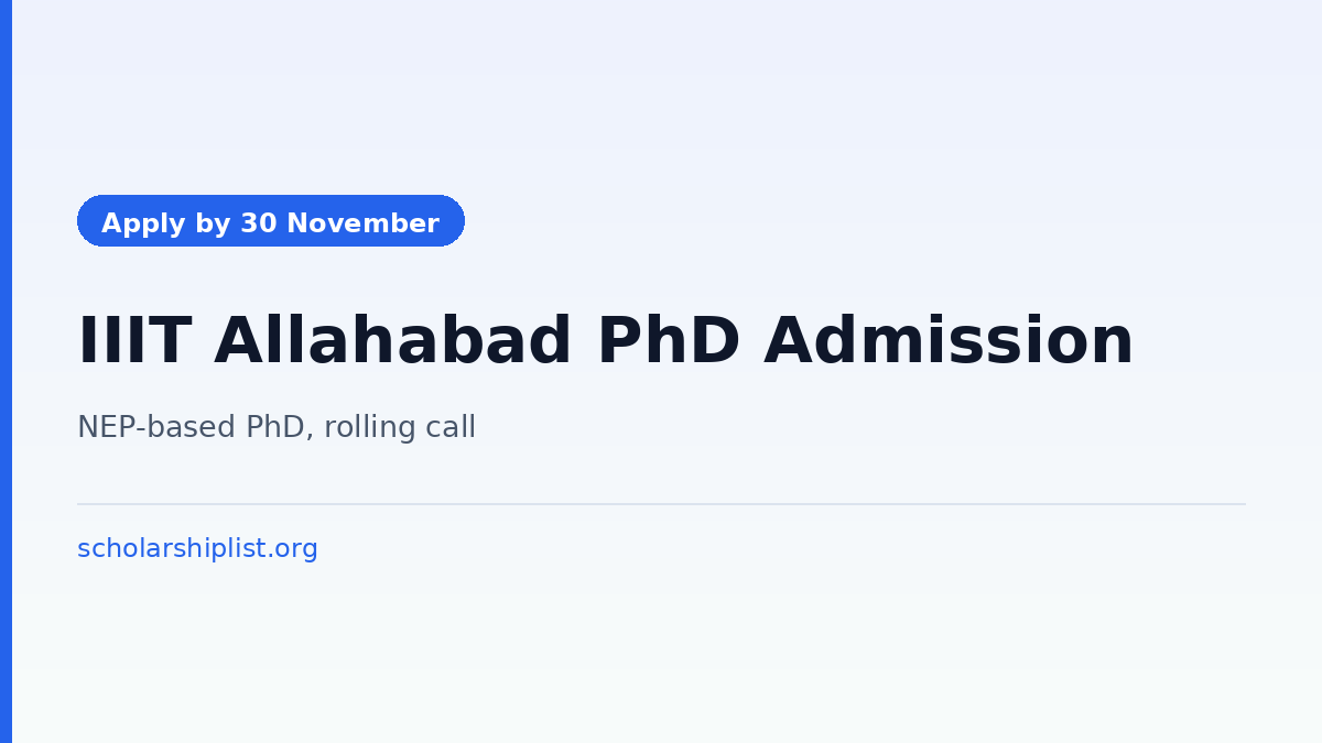 IIIT Allahabad PhD admission, next cut-off date 30 November 2026