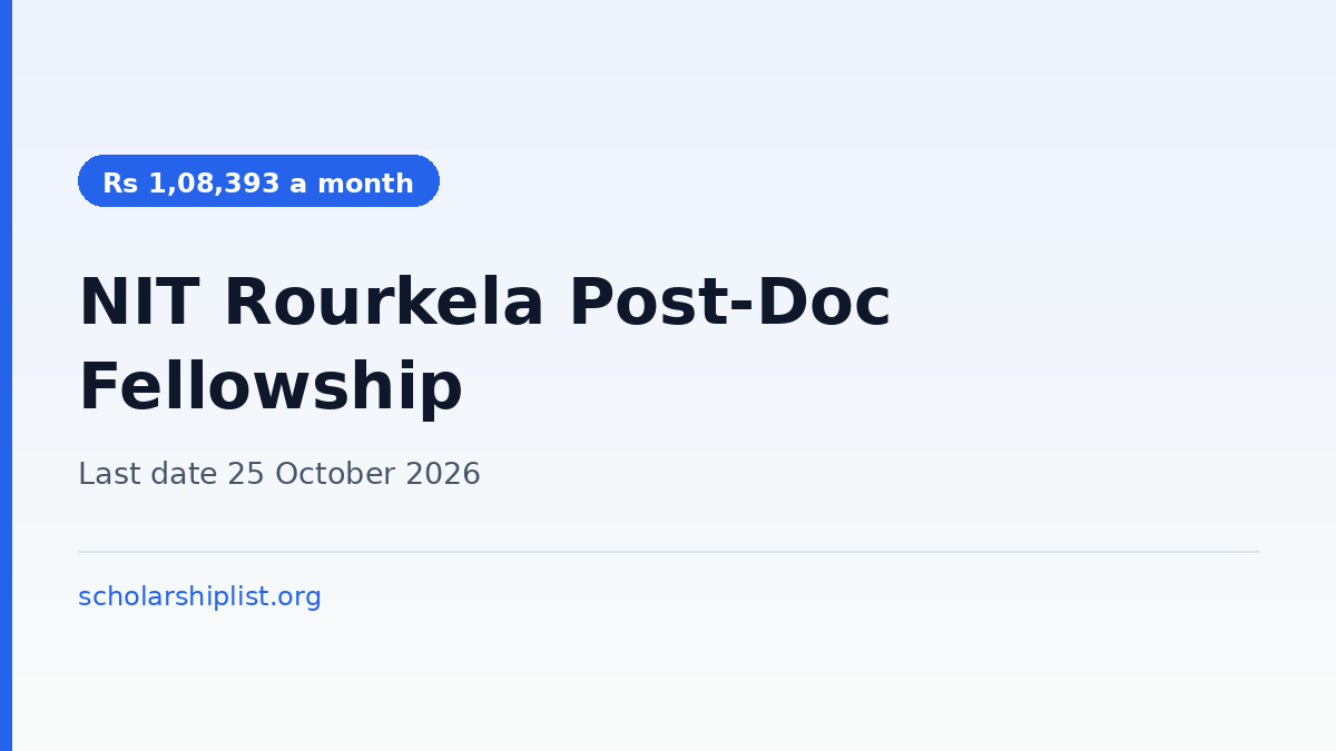 NIT Rourkela Visvesvaraya post-doctoral fellowship 2026, Rs 1,08,393 per month, last date 25 October 2026