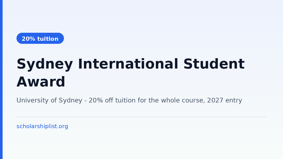 Sydney International Student Award 2027 at the University of Sydney