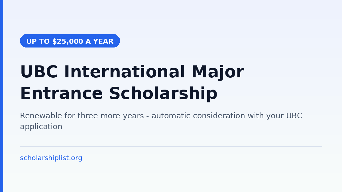 UBC international entrance scholarship for Indian students
