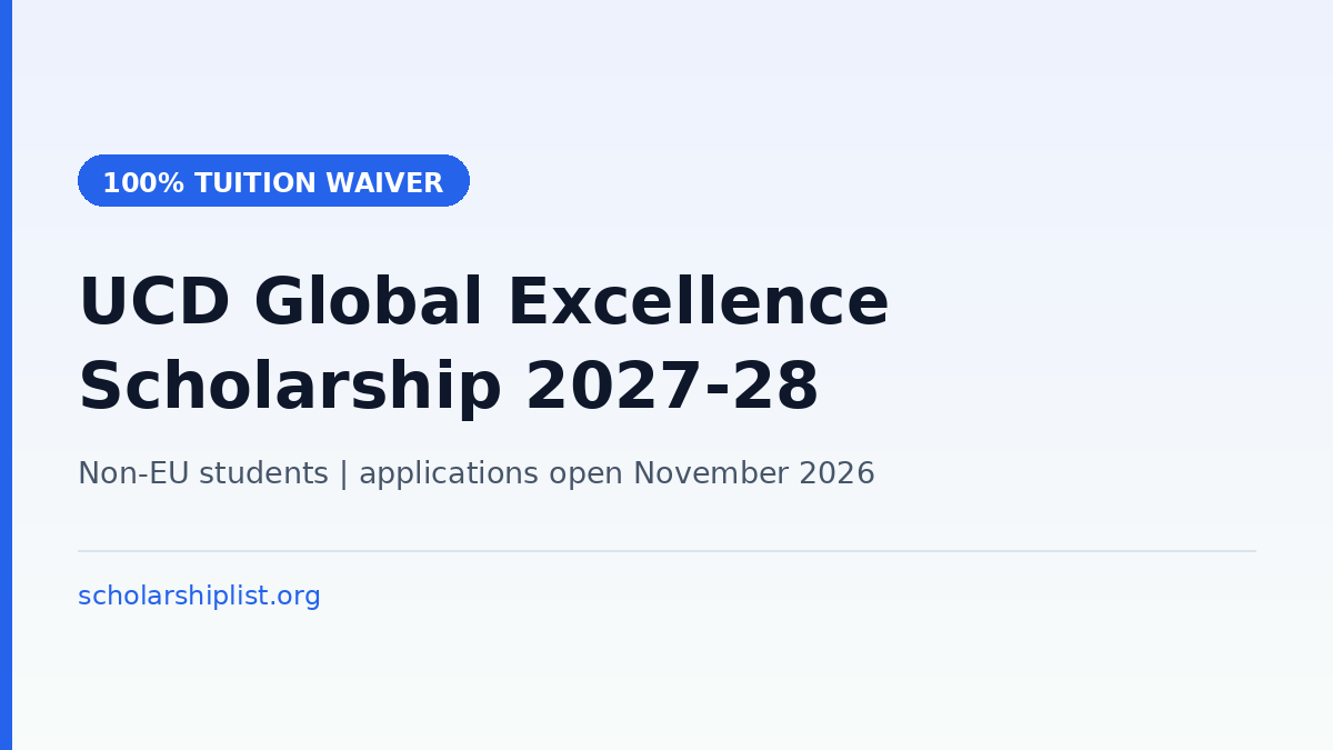UCD Global Excellence Scholarship 2027-28 for Indian students