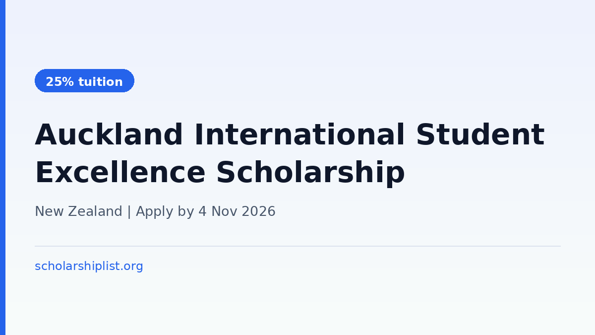University of Auckland International Student Excellence Scholarship 2027 for international master's students