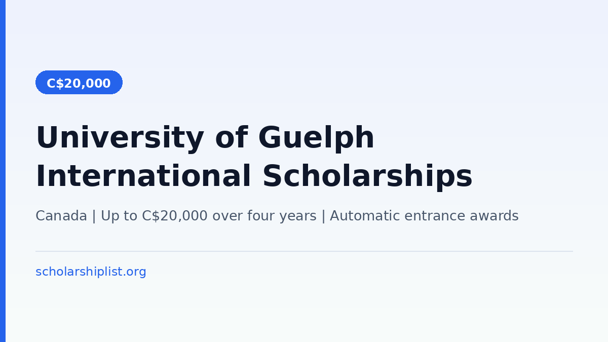 University of Guelph International Scholarships 2027: Up to C$20,000