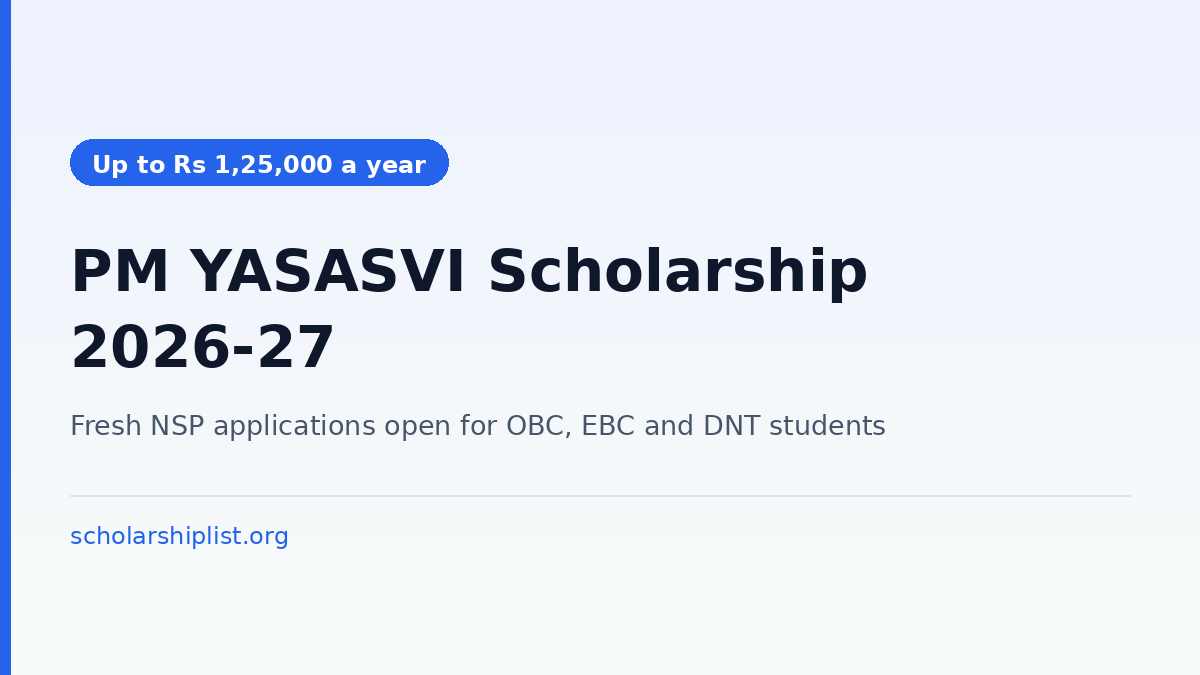 PM YASASVI Top Class Education in Schools scholarship 2026-27